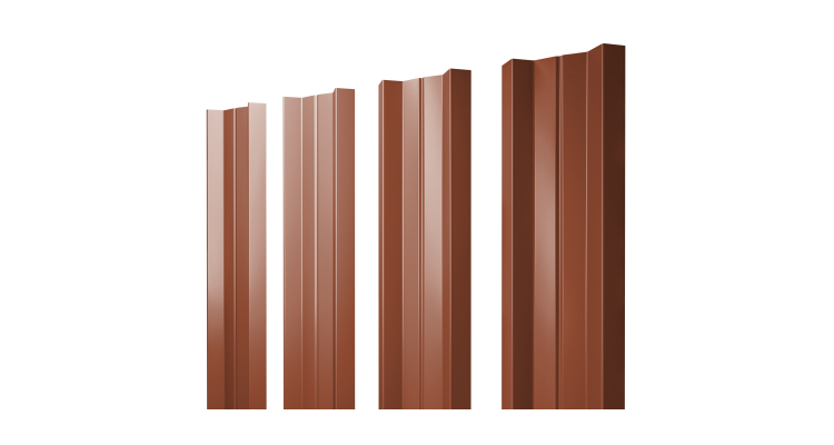 Штакетник М-образный А с прямым резом 0.45 Drap RAL 8004 терракота
